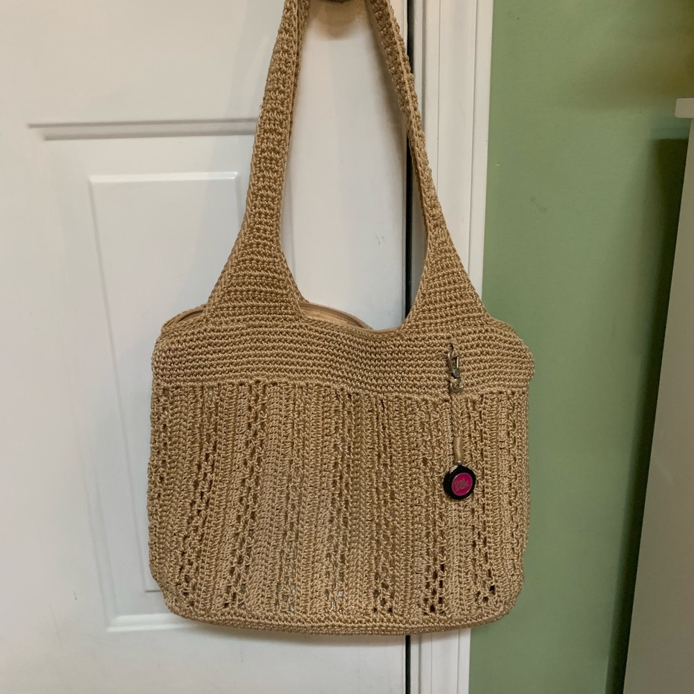 The Sak Tan Crochet Tote Bag